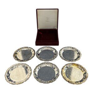 Set of 6 CREA Milano Classic Silverplate Collection Coasters with Storage Box –